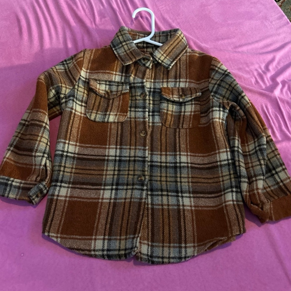 Plaid Brown Kids Shirt